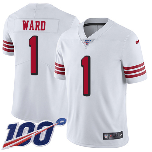 49ers #1 Jimmie Ward White Rush Men's Stitched Limited 100th Season Jersey cheap jerseys for sale - CheapJerseys.Shop