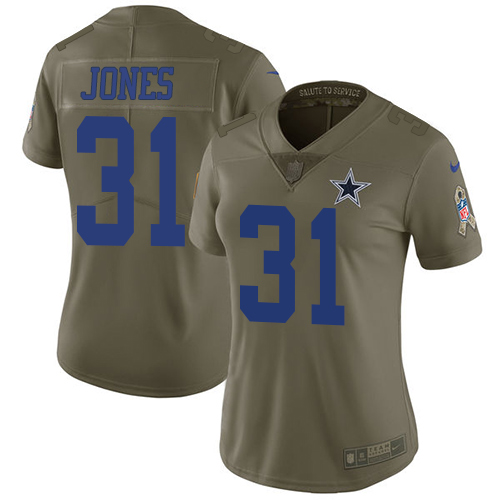 Dallas Cowboys #31 Byron Jones Olive Women's Stitched Limited 2017 Salute to Service Jersey Womens cheap jerseys for sale - CheapJerseys.Shop