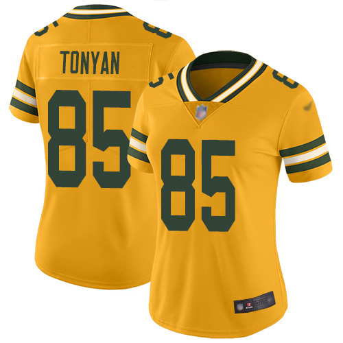 Green Bay Packers #85 Robert Tonyan Gold Women's Stitched Limited Inverted Legend Jersey Womens cheap jerseys for sale - CheapJerseys.Shop