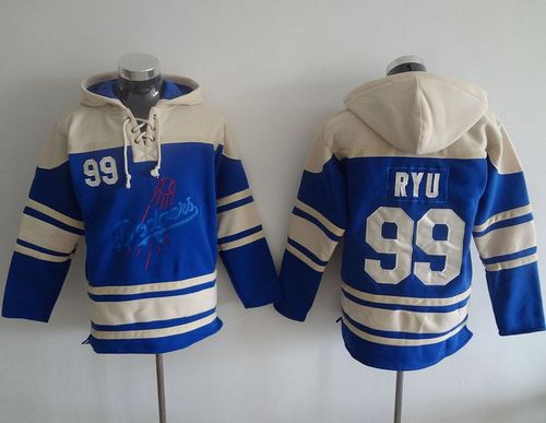 Dodgers #99 Hyun-Jin Ryu Blue Sawyer Hooded Sweatshirt Hoodie cheap jerseys for sale - CheapJerseys.Shop