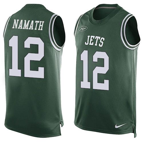 Jets #12 Joe Namath Green Team Color Men's Stitched Limited Tank Top Jersey cheap jerseys for sale - CheapJerseys.Shop