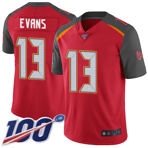 Buccaneers #13 Mike Evans Red Team Color Youth Stitched 100th Season Vapor Limited Jersey cheap jerseys for sale - CheapJerseys.Shop