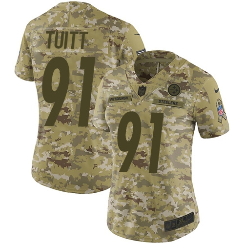 Pittsburgh Steelers #91 Stephon Tuitt Camo Women's Stitched Limited 2018 Salute to Service Jersey Womens cheap jerseys for sale - CheapJerseys.Shop