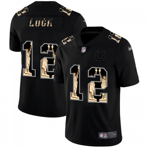 Indianapolis Indianapolis Colts #12 Andrew Luck Carbon Black Vapor Statue Of Liberty Limited Jersey Men's cheap jerseys for sale - CheapJerseys.Shop