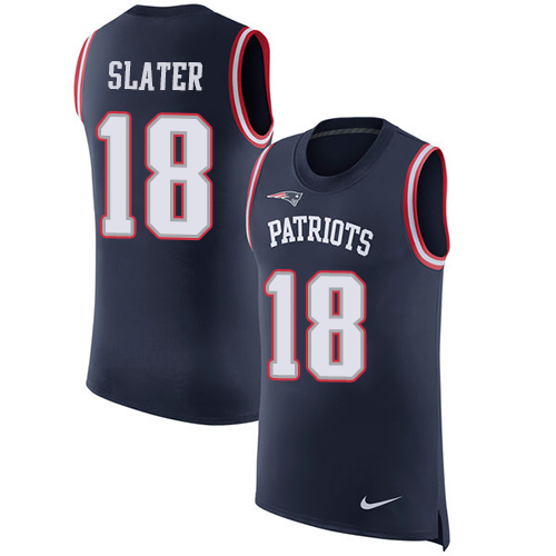Patriots #18 Matt Slater Navy Blue Team Color Men's Stitched Limited Rush Tank Top Jersey cheap jerseys for sale - CheapJerseys.Shop