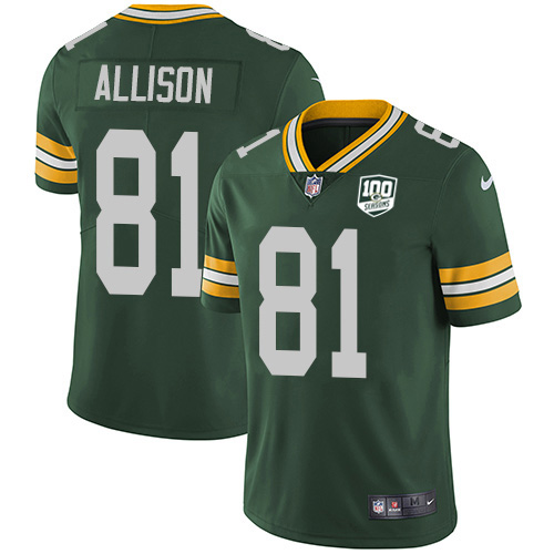 Green Bay Packers #81 Geronimo Allison Green Team Color Men's 100th Season Stitched Vapor Untouchable Limited Jersey Men's cheap jerseys for sale - CheapJerseys.Shop