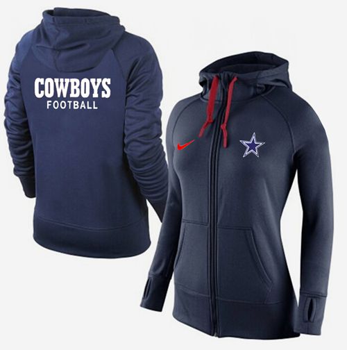 Women's Dallas Cowboys Full-Zip Performance Hoodie Dark Blue cheap jerseys for sale - CheapJerseys.Shop
