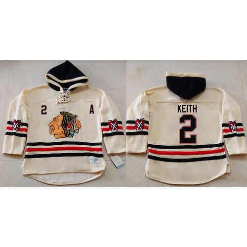 Chicago Blackhawks #2 Duncan Keith Cream Heavyweight Pullover Hoodie Stitched Jersey Men's cheap jerseys for sale - CheapJerseys.Shop
