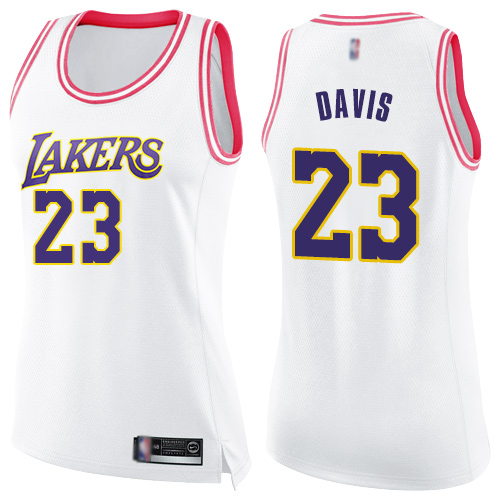Los Angeles Lakers #23 Anthony Davis White/Pink Womens Swingman Fashion Jersey Womens cheap jerseys for sale - CheapJerseys.Shop