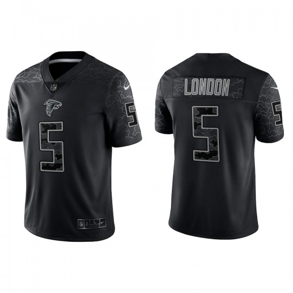 Men's Womens Youth Kids Atlanta Falcons #5 Drake London Black RFLCTV Limited Jersey cheap jerseys for sale - CheapJerseys.Shop