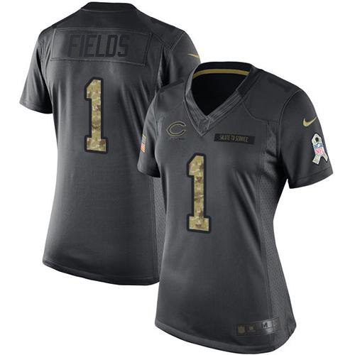 Bears #1 Justin Fields Black Women's Stitched Limited 2016 Salute To Service Jersey cheap jerseys for sale - CheapJerseys.Shop