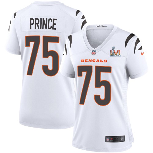Cincinnati Cincinnati Bengals #75 Isaiah Prince White Super Bowl LVI Patch Women's Game Jersey Womens cheap jerseys for sale - CheapJerseys.Shop