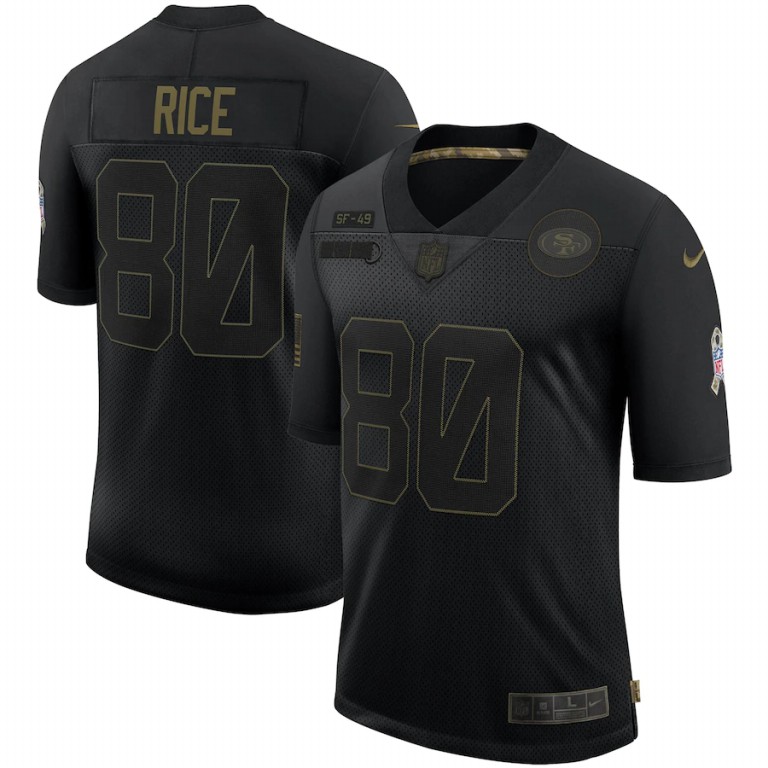 San Francisco 49ers #80 Jerry Rice 2020 Salute To Service Retired Limited Jersey Black cheap jerseys for sale - CheapJerseys.Shop