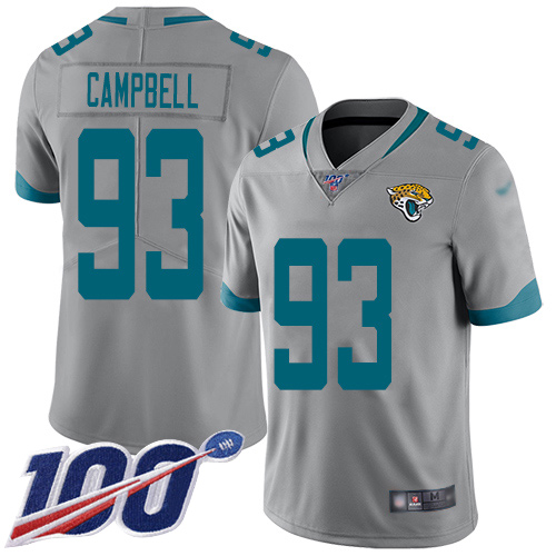 Jacksonville Jaguars #93 Calais Campbell Silver Men's Stitched Limited Inverted Legend 100th Season Jersey Men's cheap jerseys for sale - CheapJerseys.Shop