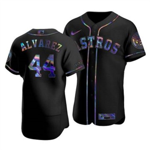 Houston Houston Astros #44 Yordan Alvarez Men's Iridescent Holographic Collection Jersey - Black Men's cheap jerseys for sale - CheapJerseys.Shop