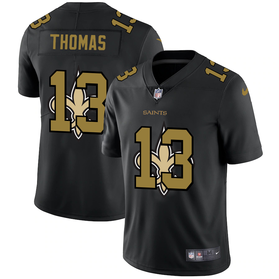 New Orleans Saints #13 Michael Thomas Men's Team Logo Dual Overlap Limited Jersey Black cheap jerseys for sale - CheapJerseys.Shop