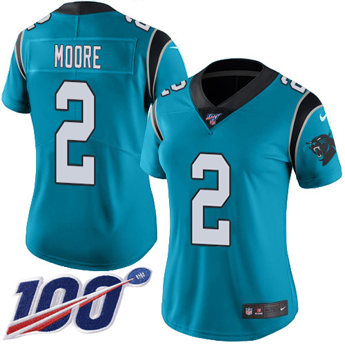 Panthers #2 DJ Moore Blue Alternate Women's Stitched 100th Season Vapor Untouchable Limited Jersey cheap jerseys for sale - CheapJerseys.Shop