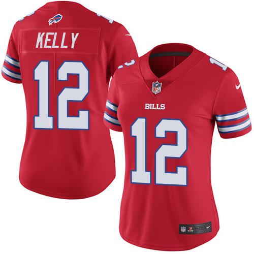 Bills #12 Jim Kelly Red Women's Stitched Limited Rush Jersey cheap jerseys for sale - CheapJerseys.Shop