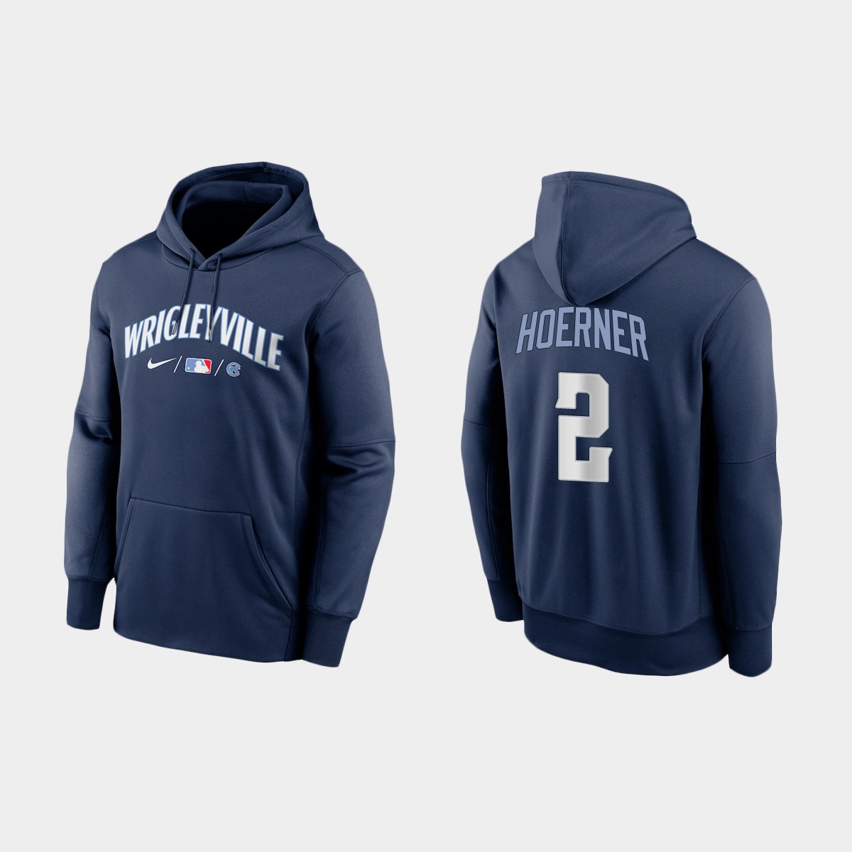 Chicago Cubs #2 Nico Hoerner Men's 2021 City Connect Navy Therma Hoodie cheap jerseys for sale - CheapJerseys.Shop
