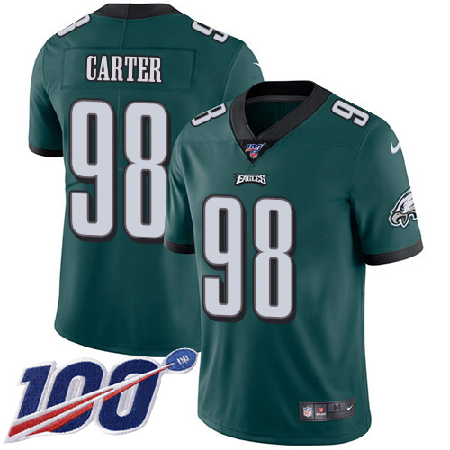 Eagles #98 Jalen Carter Green Team Color Men's Stitched 100th Season Vapor Untouchable Limited Jersey cheap jerseys for sale - CheapJerseys.Shop