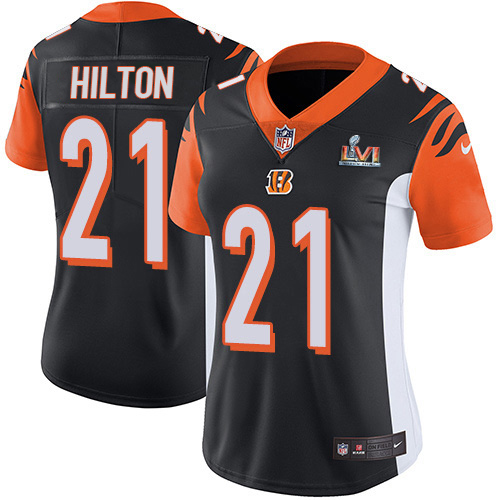 Cincinnati Bengals #21 Mike Hilton Black Team Color Super Bowl LVI Patch Women's Stitched Vapor Untouchable Limited Jersey Womens cheap jerseys for sale - CheapJerseys.Shop