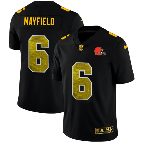 Cleveland Cleveland Browns #6 Baker Mayfield Men's Black Golden Sequin Vapor Limited Jersey Men's cheap jerseys for sale - CheapJerseys.Shop