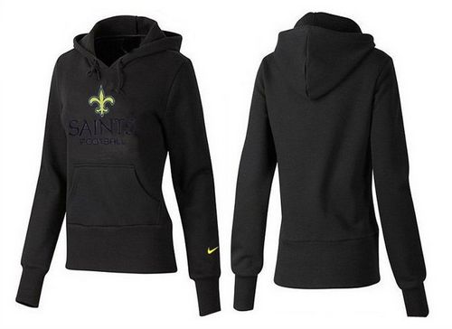 Women's New Orleans Saints Authentic Logo Pullover Hoodie Black cheap jerseys for sale - CheapJerseys.Shop