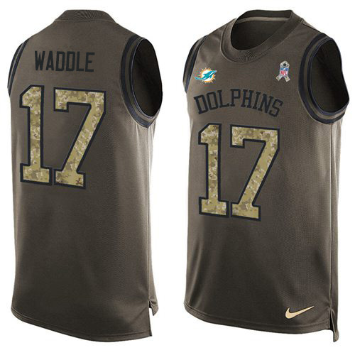 Dolphins #17 Jaylen Waddle Green Men's Stitched Limited Salute To Service Tank Top Jersey cheap jerseys for sale - CheapJerseys.Shop