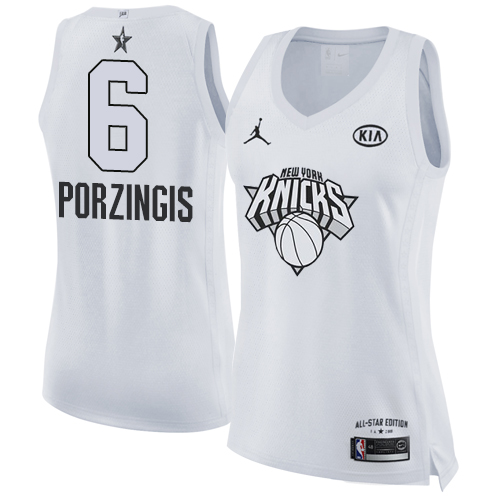 New York Knicks #6 Kristaps Porzingis White Womens Jordan Swingman 2018 All-Star Game Jersey Womens cheap jerseys for sale - CheapJerseys.Shop