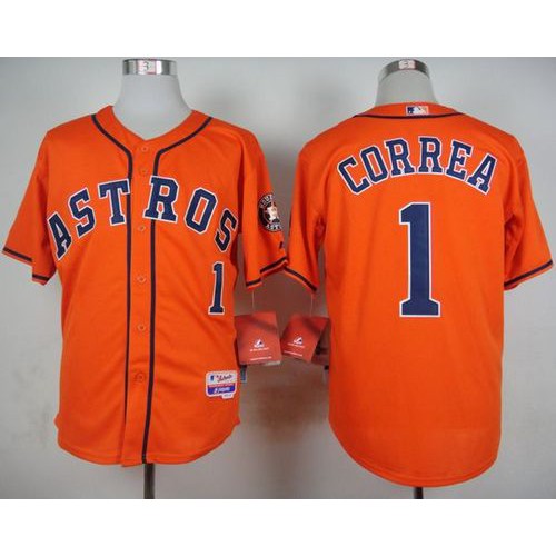 Houston Astros #1 Carlos Correa Orange Cool Base Stitched Jersey Men's cheap jerseys for sale - CheapJerseys.Shop