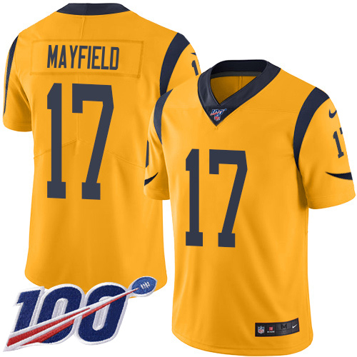 Rams #17 Baker Mayfield Gold Men's Stitched Limited Rush 100th Season Jersey cheap jerseys for sale - CheapJerseys.Shop