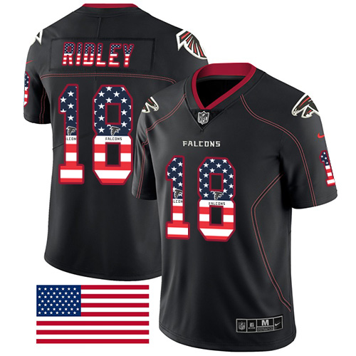 Falcons #18 Calvin Ridley Black Men's Stitched Limited Rush USA Flag Jersey cheap jerseys for sale - CheapJerseys.Shop