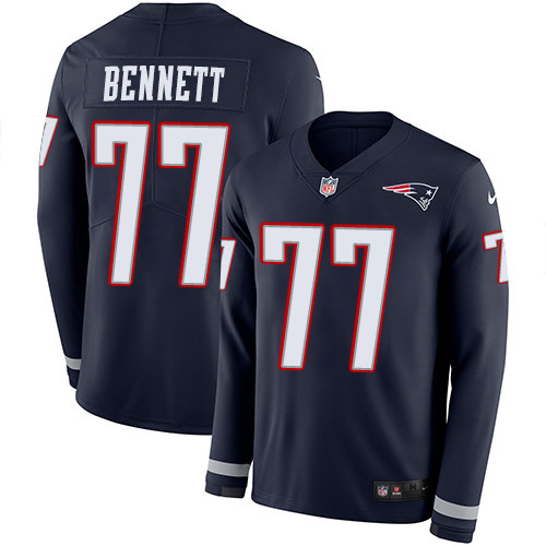 New England Patriots #77 Michael Bennett Navy Blue Team Color Men's Stitched Limited Therma Long Sleeve Jersey Men's cheap jerseys for sale - CheapJerseys.Shop