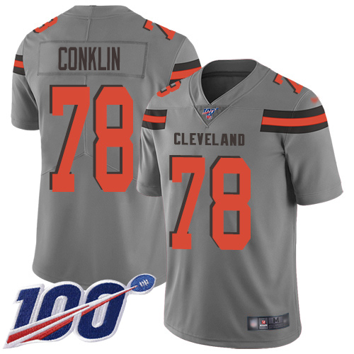 Cleveland Browns #78 Jack Conklin Gray Men's Stitched Limited Inverted Legend 100th Season Jersey Men's cheap jerseys for sale - CheapJerseys.Shop