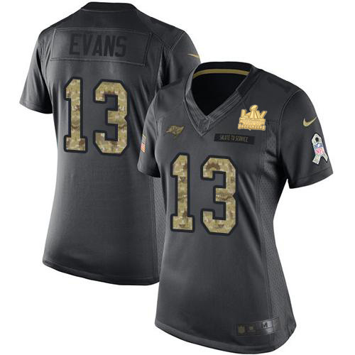 Buccaneers #13 Mike Evans Black Women's Super Bowl LV Champions Patch Stitched Limited 2016 Salute To Service Jersey cheap jerseys for sale - CheapJerseys.Shop