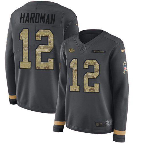 Chiefs #12 Mecole Hardman Anthracite Salute To Service Women's Stitched Limited Therma Long Sleeve Jersey cheap jerseys for sale - CheapJerseys.Shop