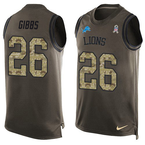 Lions #26 Jahmyr Gibbs Green Men's Stitched Limited Salute To Service Tank Top Jersey cheap jerseys for sale - CheapJerseys.Shop