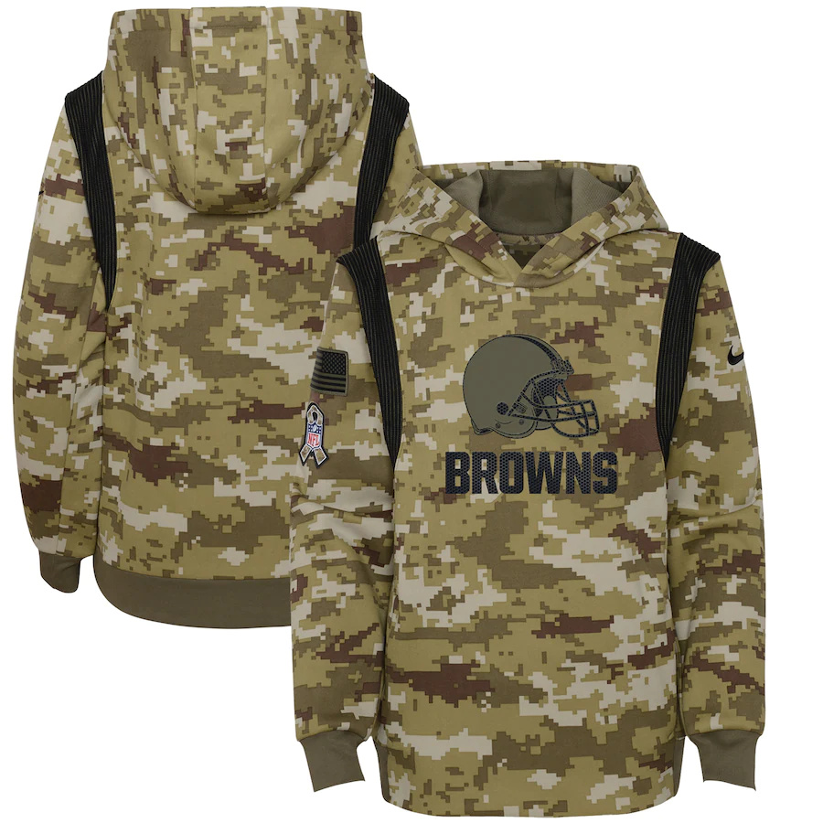 Cleveland Browns Camo Youth 2021 Salute To Service Therma Performance Pullover Hoodie cheap jerseys for sale - CheapJerseys.Shop