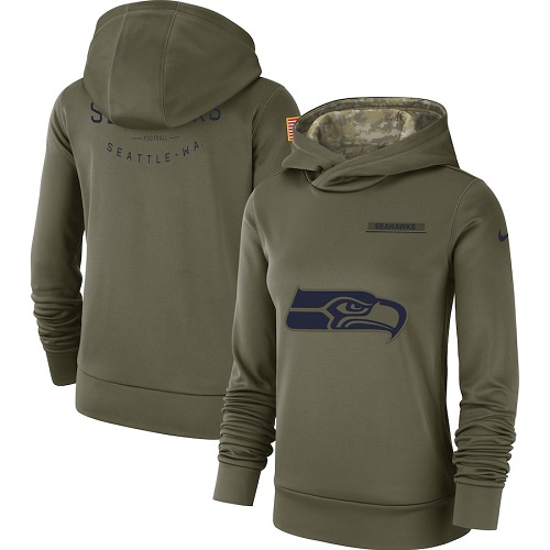 Women's Seattle Seahawks Olive Salute To Service Sideline Therma Performance Pullover Hoodie cheap jerseys for sale - CheapJerseys.Shop