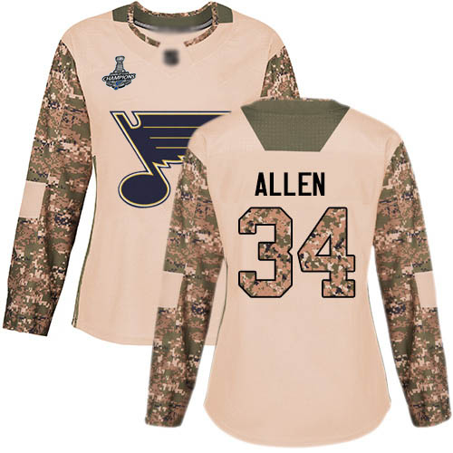 St. Louis Blues #34 Jake Allen Camo Authentic 2017 Veterans Day Stanley Cup Champions Women's Stitched Jersey Womens cheap jerseys for sale - CheapJerseys.Shop