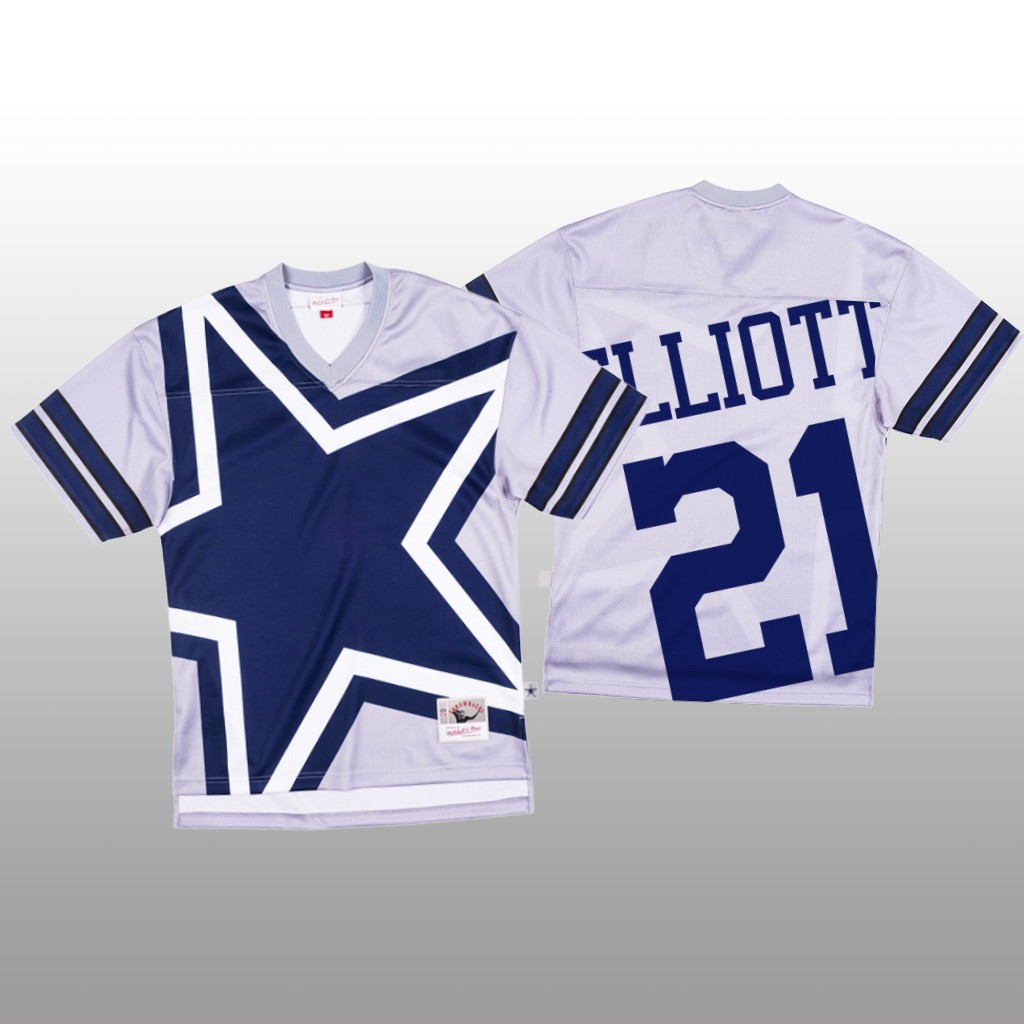 Dallas Cowboys #21 Ezekiel Elliott White Men's Mitchell & Nell Big Face Fashion Limited Jersey cheap jerseys for sale - CheapJerseys.Shop