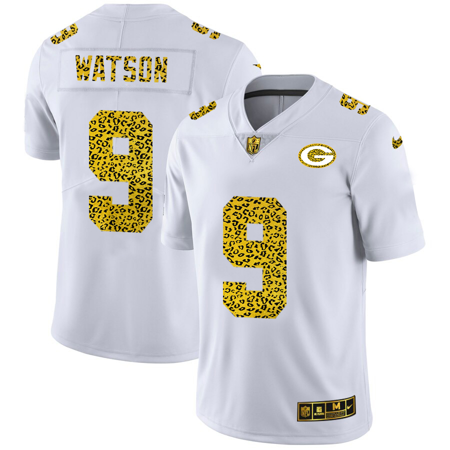Green Bay Packers #9 Christian Watson Men's Flocked Leopard Print Vapor Limited Jersey White cheap jerseys for sale - CheapJerseys.Shop