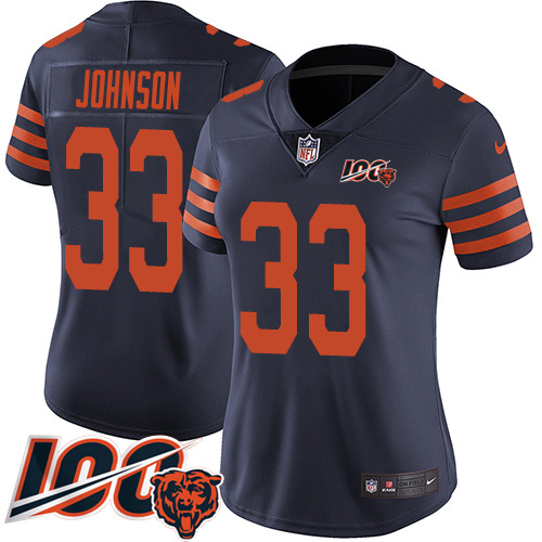 Chicago Bears #33 Jaylon Johnson Navy Blue Alternate Women's Stitched 100th Season Vapor Untouchable Limited Jersey Womens cheap jerseys for sale - CheapJerseys.Shop