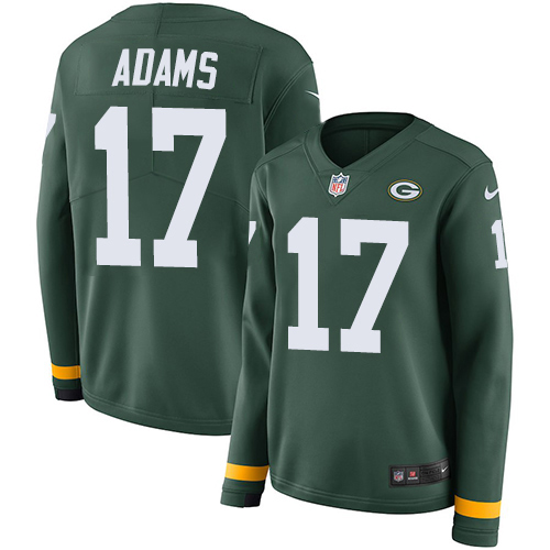 Packers #17 Davante Adams Green Team Color Women's Stitched Limited Therma Long Sleeve Jersey cheap jerseys for sale - CheapJerseys.Shop