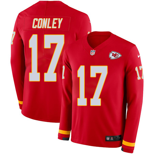 Kansas City Chiefs #17 Chris Conley Red Team Color Men's Stitched Limited Therma Long Sleeve Jersey Men's cheap jerseys for sale - CheapJerseys.Shop