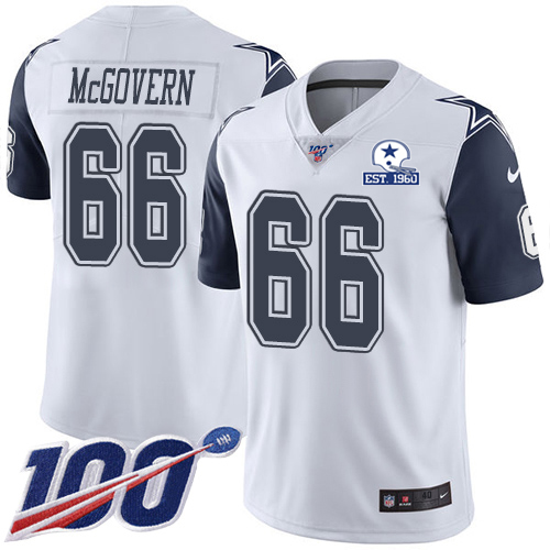 Dallas Cowboys #66 Connor McGovern White Men's Stitched With Established In 1960 Patch Limited Rush 100th Season Jersey Men's cheap jerseys for sale - CheapJerseys.Shop