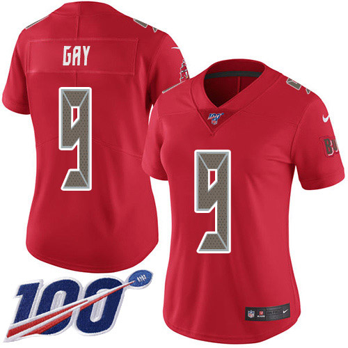Tampa Bay Buccaneers #9 Matt Gay Red Women's Stitched Limited Rush 100th Season Jersey Womens cheap jerseys for sale - CheapJerseys.Shop