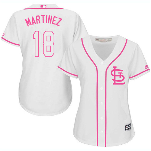 St.Louis Cardinals #18 Carlos Martinez White/Pink Fashion Women's Stitched Jersey Womens cheap jerseys for sale - CheapJerseys.Shop