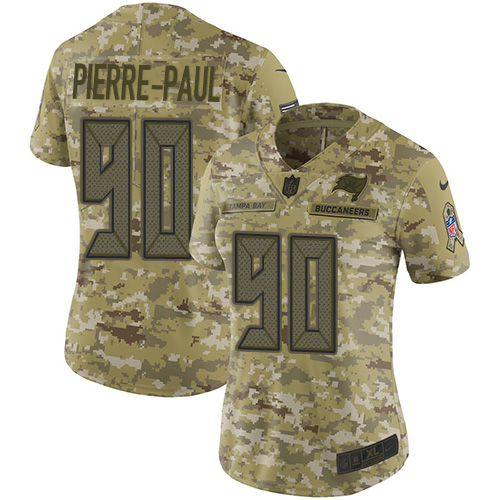 Tampa Bay Buccaneers #90 Jason Pierre-Paul Camo Women's Stitched Limited 2018 Salute to Service Jersey Womens cheap jerseys for sale - CheapJerseys.Shop