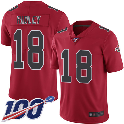 Falcons #18 Calvin Ridley Red Youth Stitched Limited Rush 100th Season Jersey cheap jerseys for sale - CheapJerseys.Shop